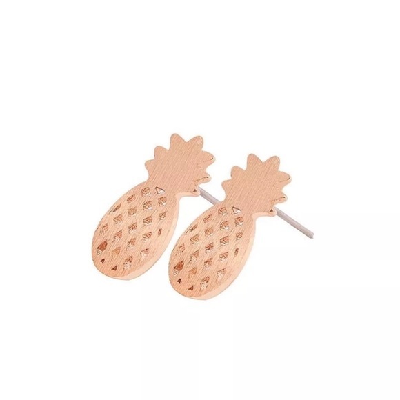 🍍ROSE GOLD PINEAPPLE STUD EARRINGS🍍NEW‎ - Picture 3 of 6
